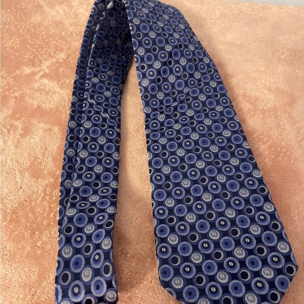 George Navy and Light Blue Patterned Men's Tie - Picture 4 of 7